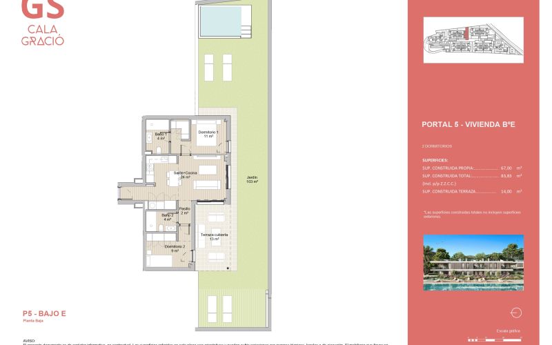 PLANTA BAJA CON JARDÍN CON PISCINA PRIVADA DE OBRA NUEVA EN CALA GRACIÓ
