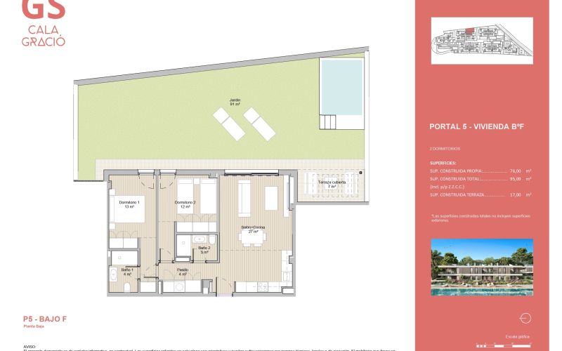 PLANTA BAJA CON JARDÍN CON PISCINA PRIVADA DE OBRA NUEVA EN CALA GRACIÓ
